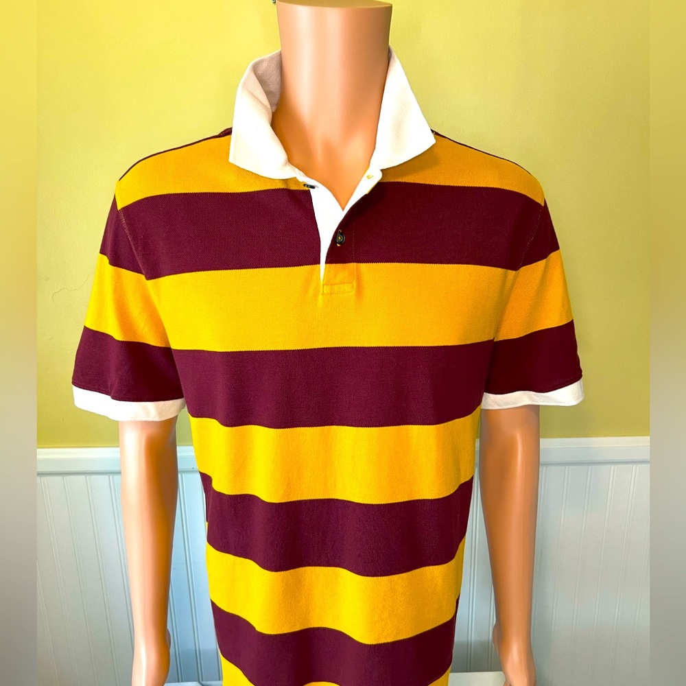 Retro Short sleeve Rugby stripe polo in Autumnal color!